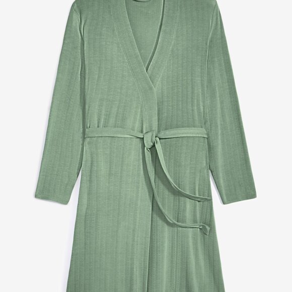 NWT...State of Day Women's Pointelle Long Open-Front Wrap  ONLY ROBE - Picture 2 of 5
